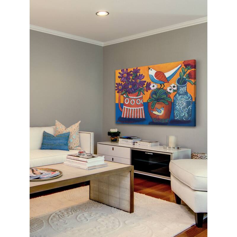 Marmont Hill - Orange and Blue Vases Painting Print on Canvas - Multi-Color
