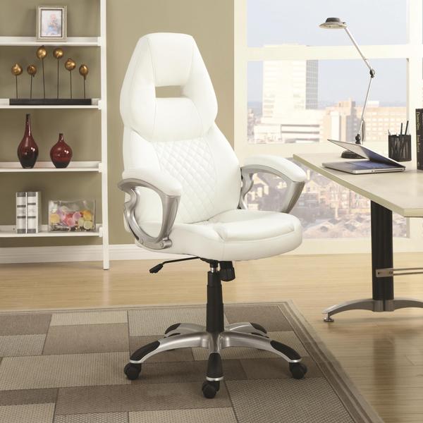 white quilted office chair