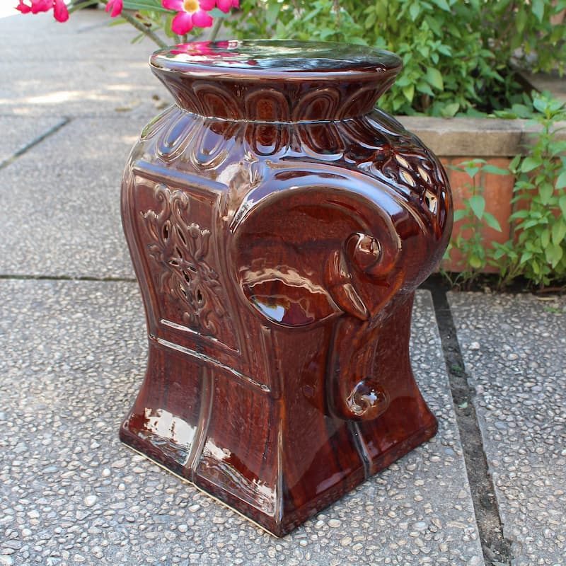 Elephant Ceramic Garden Stool - Brown