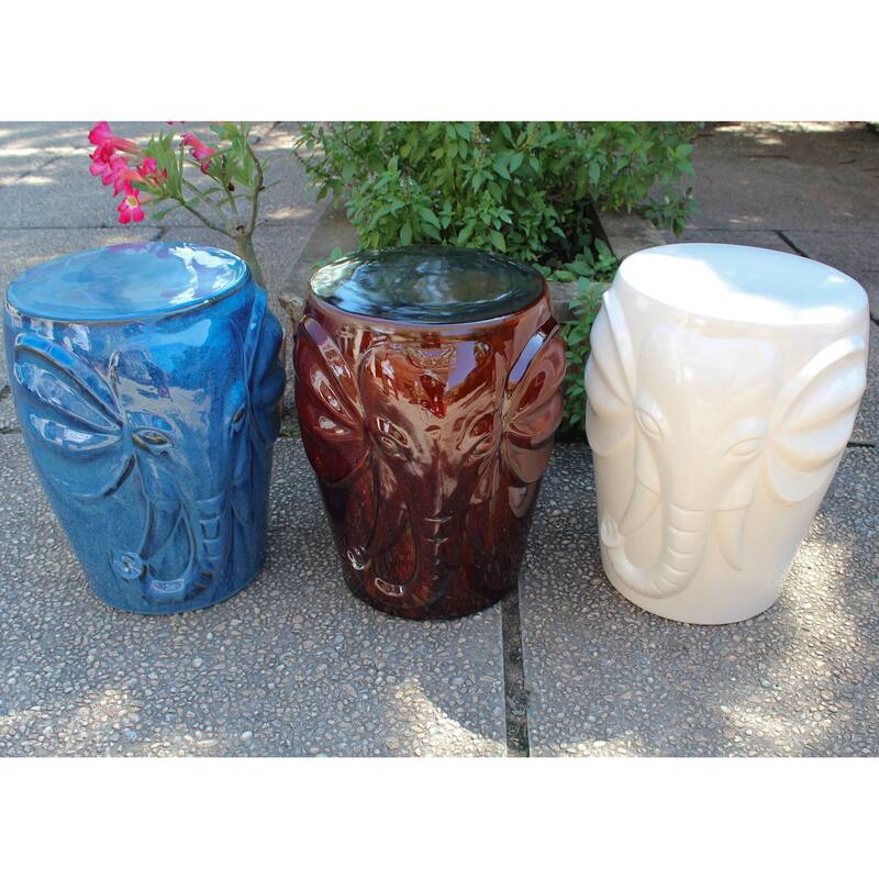 Wild Elephant Drum Ceramic Garden Stool