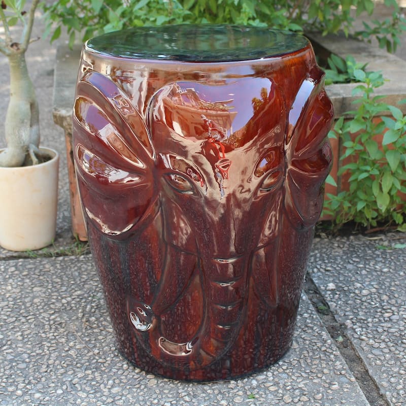 Wild Elephant Drum Ceramic Garden Stool