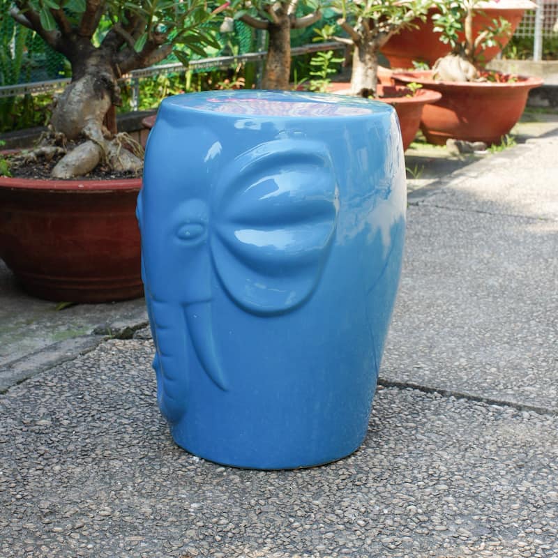 Wild Elephant Drum Ceramic Garden Stool
