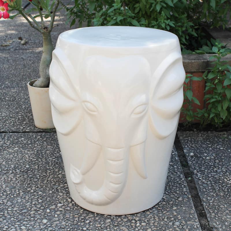 Wild Elephant Drum Ceramic Garden Stool