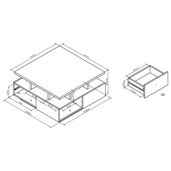 Gald Contemporary Espresso 33inch 8Open Shelf Coffee Table by