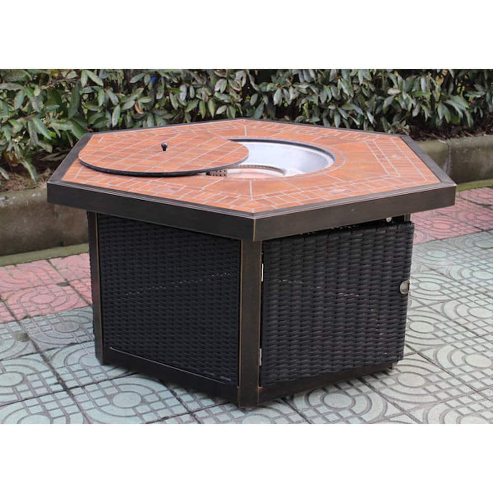 Bombay Salem Tile Top Gas Fire Pit Table