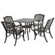 Outdoor Hallandale 5-piece Cast Aluminum Square Bronze Dining Set by Christopher Knight Home - Thumbnail 7