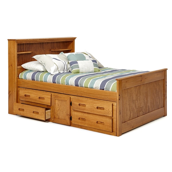 Woodcrest Heartland Full-sized Bookcase Captains Bed with 