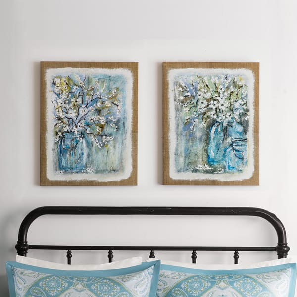 Madison Park Burlap Blossoms Gel Coat Canvas 2Piece Set Overstock