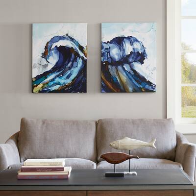 Madison Park Liquid Waves Gel Coat Canvas 2-piece Set