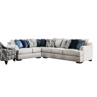 Off White Casual Sectional Sofas Online At Our Furniture Of America Rosille Contemporary Beige Fabric L Shaped Sectional