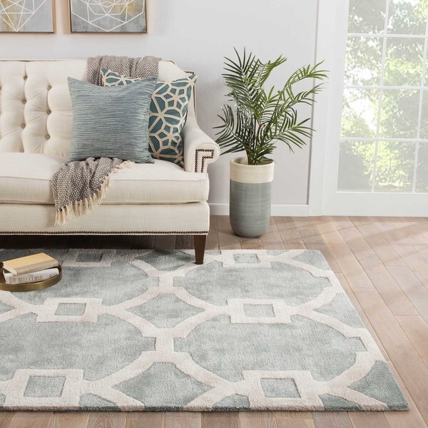 Shop Bronx Handmade Trellis Light Blue/ White Area Rug (5' X 8') 5' x