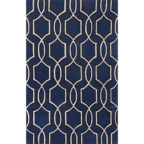 Shop Handmade Geometric Blue Area Rug (5' X 8') Free Shipping Today