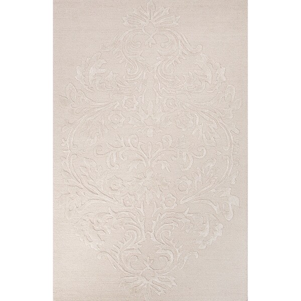 Shop Handmade Damask White Area Rug 5' x 8' Free Shipping Today