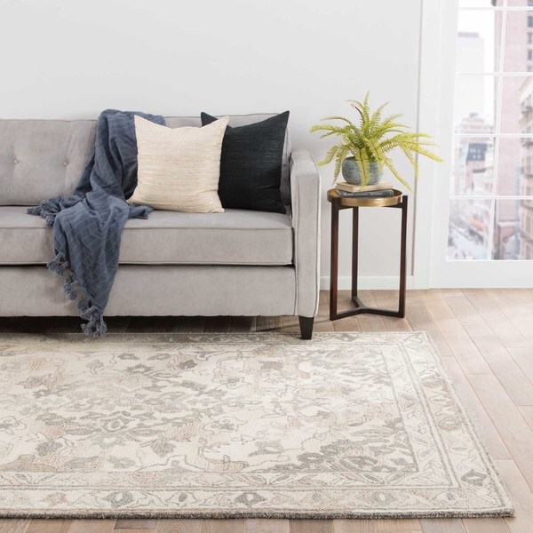 Maison Rouge Colette Handmade Floral White/ Grey Area Rug - 8' x 10'
