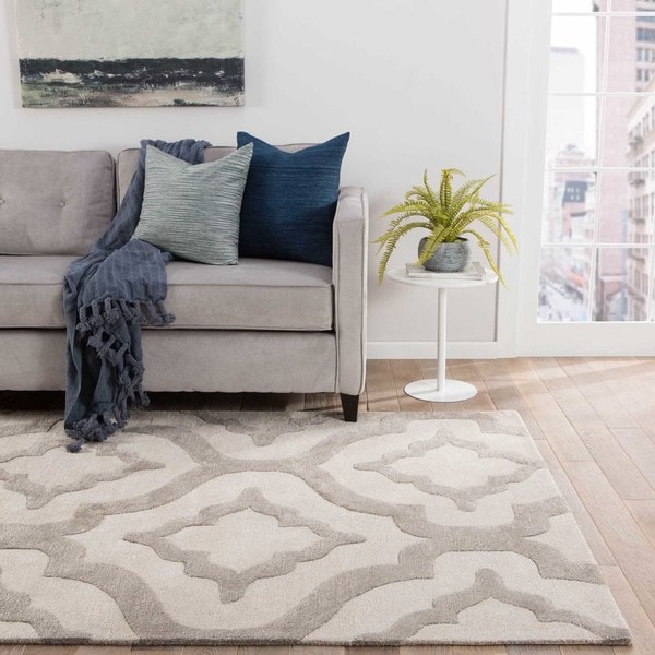 Nashville Handmade Geometric White/ Gray Area Rug (8' X 11') - 7'10" x 10'10"