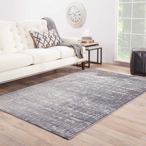 Echo Abstract Gray/ Silver Area Rug (7'6" X 9'6") - 7'6" x 9'6"