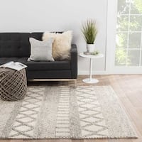 Janson Handmade Geometric Gray/ White Area Rug (8' X 10') - 7'10" x 9'10"