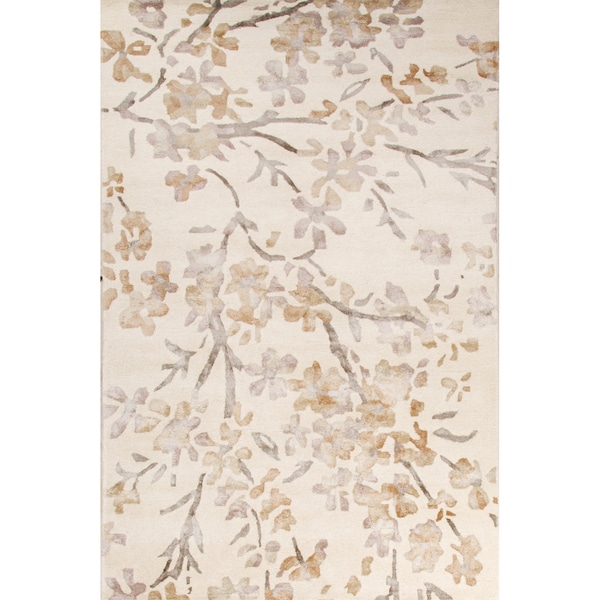 Handmade Floral White Area Rug (9' X 12') - 9' x 12'/Surplus ...