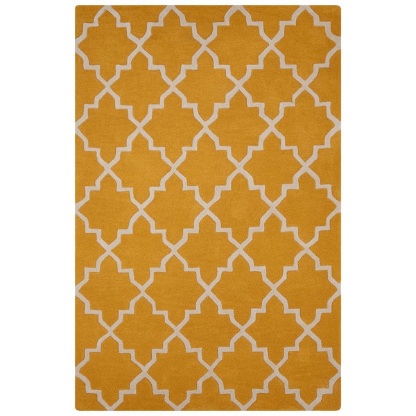 Handmade Geometric Yellow Gold Area Rug 8 X 10 Free Shipping Handmade Geometric Yellow Gold Area Rug 8 X