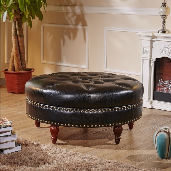 Castillian Premium Selcted Black Faux Leather Round Castillian Premium Selcted Black Faux Leather Round