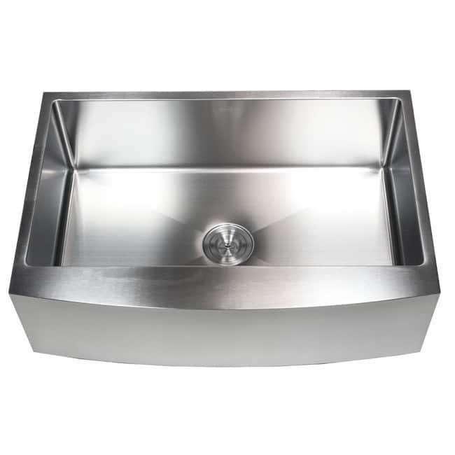 33-inch 15mm Curved Front Farm Apron Stainless Steel Single Bowl Kitchen Sink