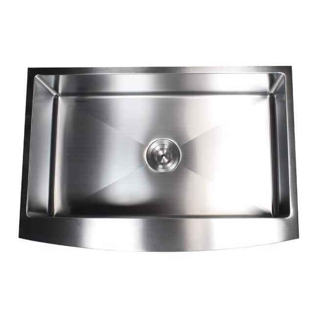 33-inch 15mm Curved Front Farm Apron Stainless Steel Single Bowl Kitchen Sink - 33 Inch 15mm Curved Front Farm Apron Sink