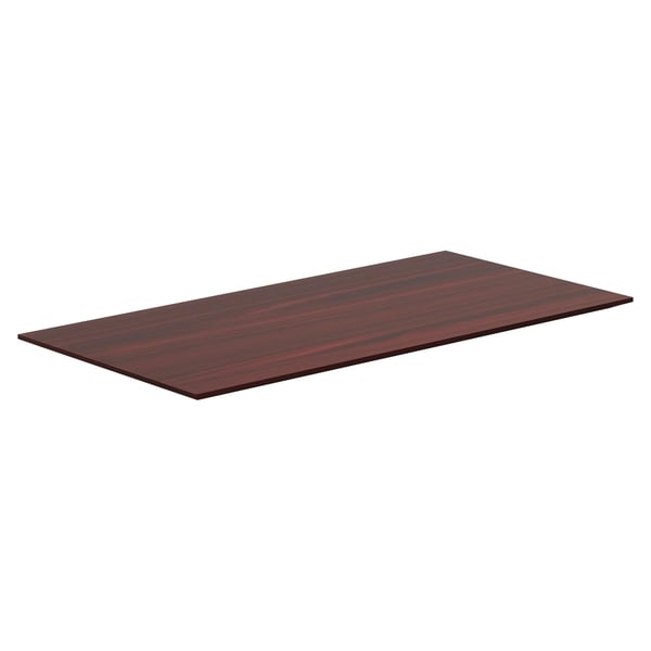 Lorell Quadro Sit/Stand Straight Edge Mahogany Tabletop - (1/Each)