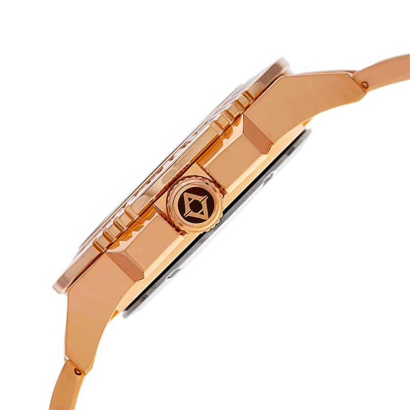 Akribos XXIV Men's Diamond Stainless Steel Rose-Tone Bracelet Watch - Blue