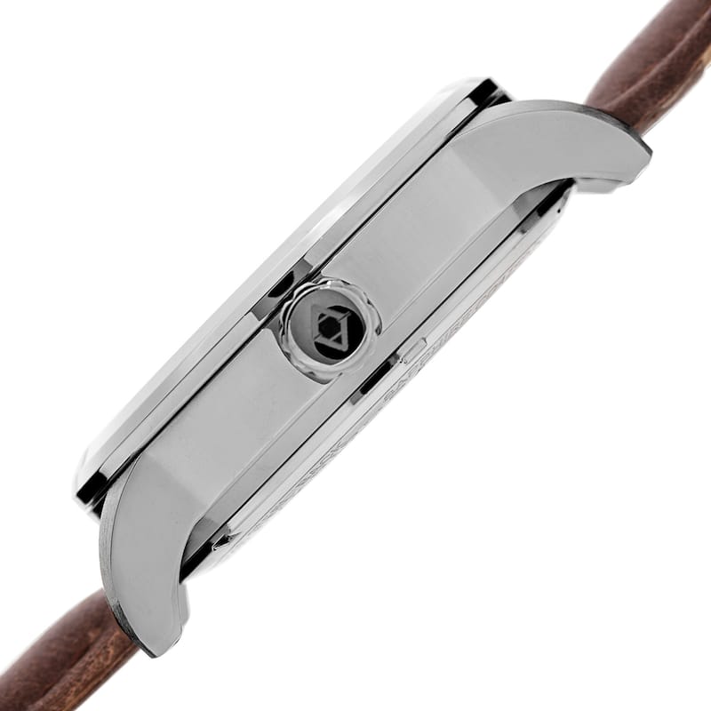 Akribos XXIV Men's Skeleton Automatic Movement Leather Silver-Tone Strap Watch - brown