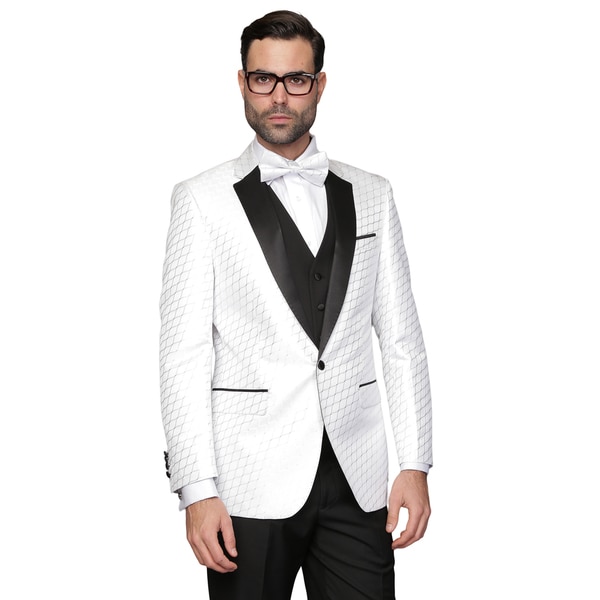 Men's Bellagio-2 White Statement 3-piece Tuxedo Suit