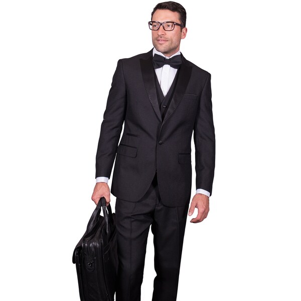 Men's Reggio Black 3-piece Statement Suit Tuxedo