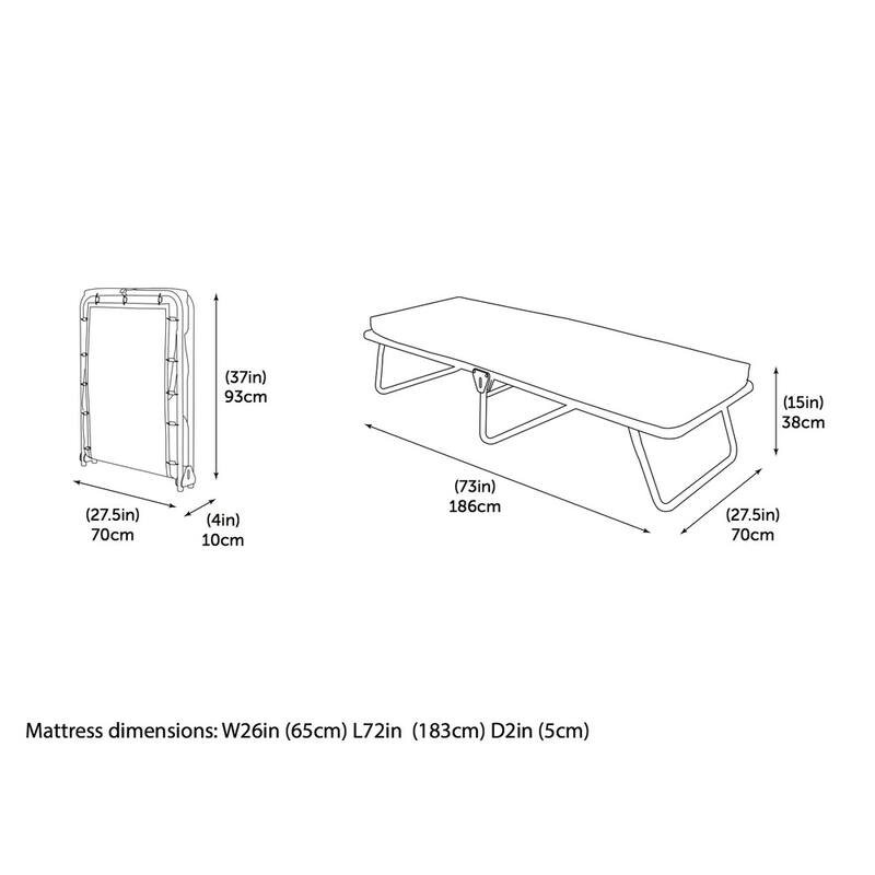 Jay-Be Saver Cot Folding Bed with Rebound e-Fibre Mattress, Lightweight, Twin