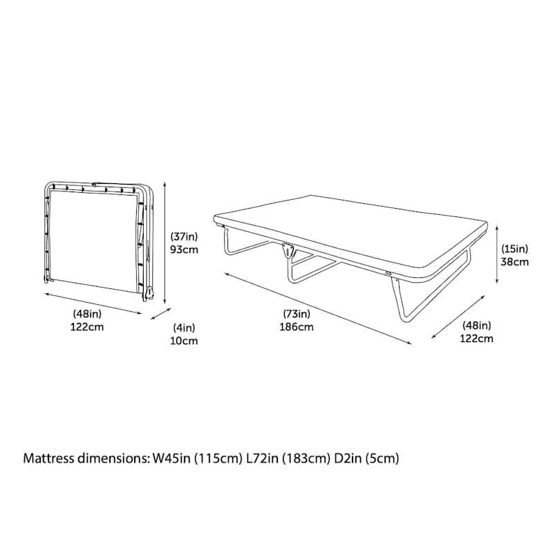Jay-Be Saver Folding Cot Bed with Rebound e-Fiber Lightweight, Oversize