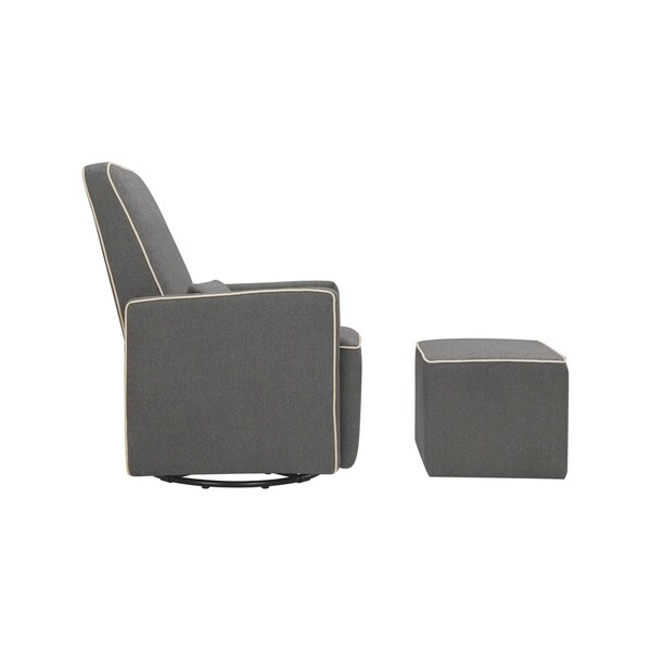 davinci olive upholstered swivel glider with bonus ottoman