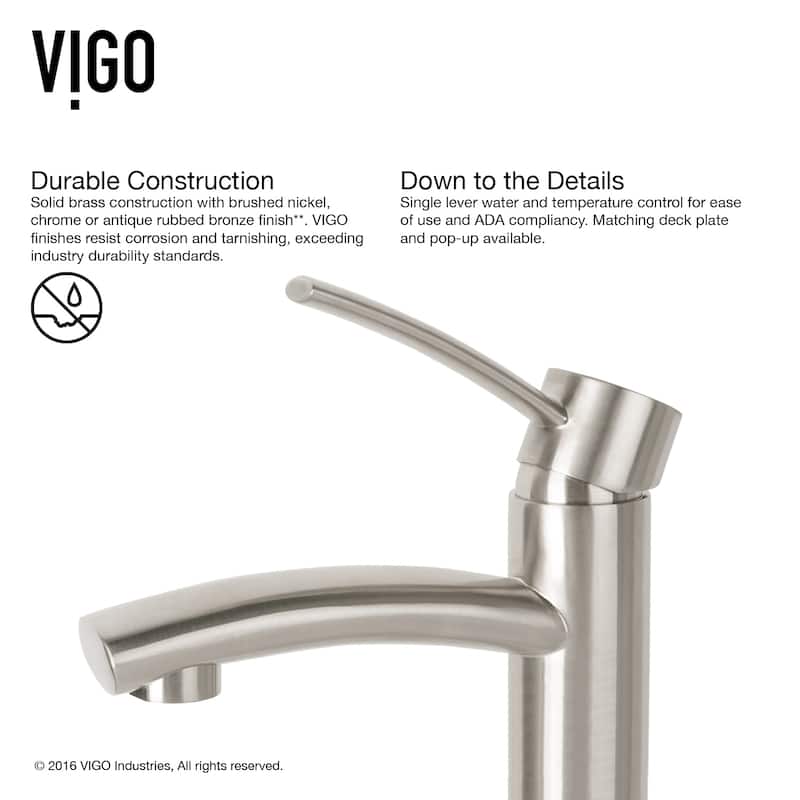 VIGO Giovanni 17"L x 17"W Glass Vessel Sink and Milo 13"H Faucet Set