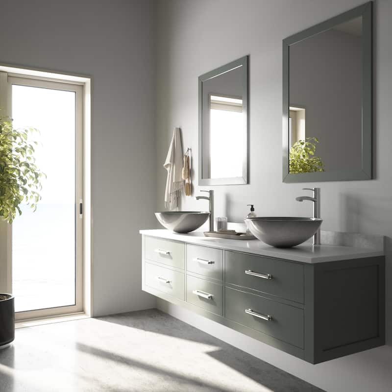 VIGO Giovanni 17"L x 17"W Glass Vessel Sink and Milo 13"H Faucet Set