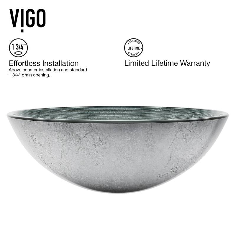 VIGO Giovanni 17"L x 17"W Glass Vessel Sink and Milo 13"H Faucet Set