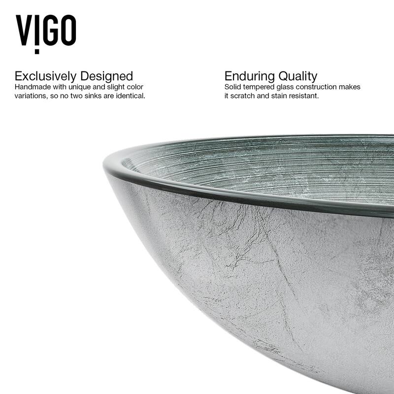 VIGO Giovanni 17"L x 17"W Glass Vessel Sink and Milo 13"H Faucet Set