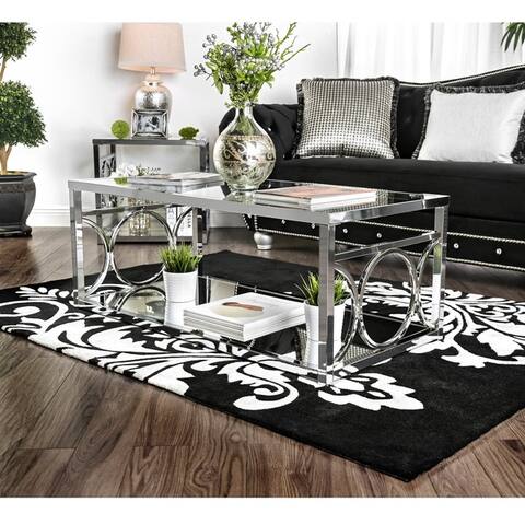 Silver Orchid Pehrson Contemporary Glass Top Coffee Table