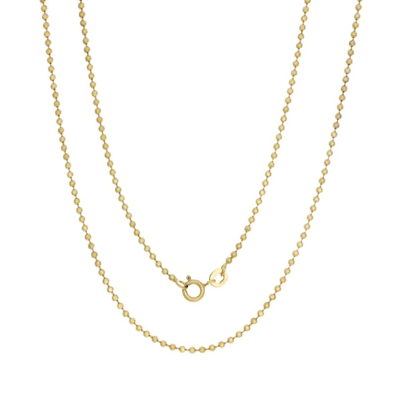 Gold Plated Silver 1.8 mm Bead Chain Necklace - Yellow