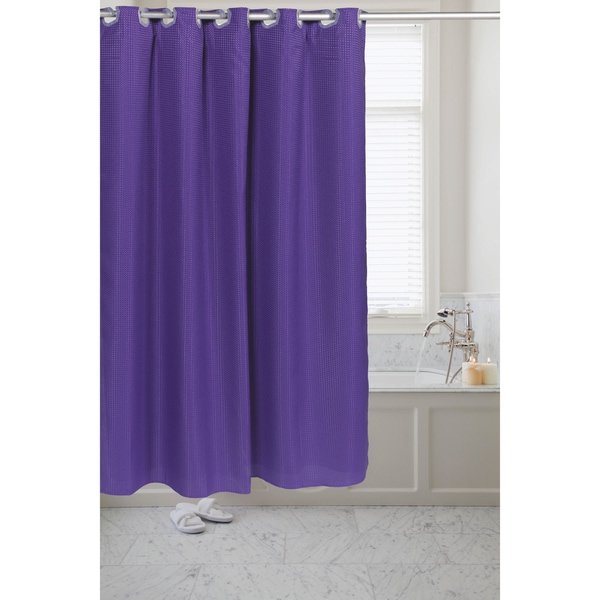 Waffle Weave Fabric Pre hooked Shower Curtain   18121028  