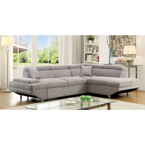 Furniture of America Nis Convertible Sleeper Sectional with Chaise