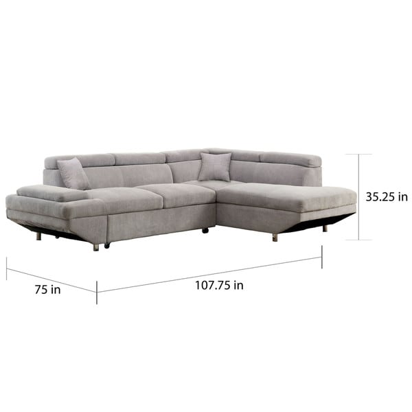 Furniture of America Nis Convertible Sleeper Sectional with Chaise