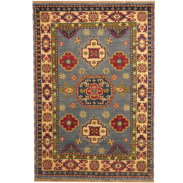 Shop Handmade Herat Oriental Indo Tribal Kazak Light Blue/ Ivory Wool