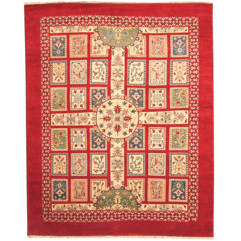 Handmade Kazak Traditional Handmade Wool Rug (India) - 8' x 10'