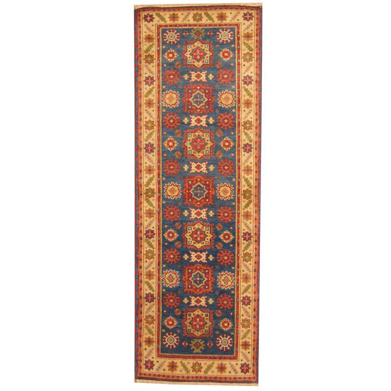 Handmade Kazak Wool Runner (India) - 2'6 x 8'