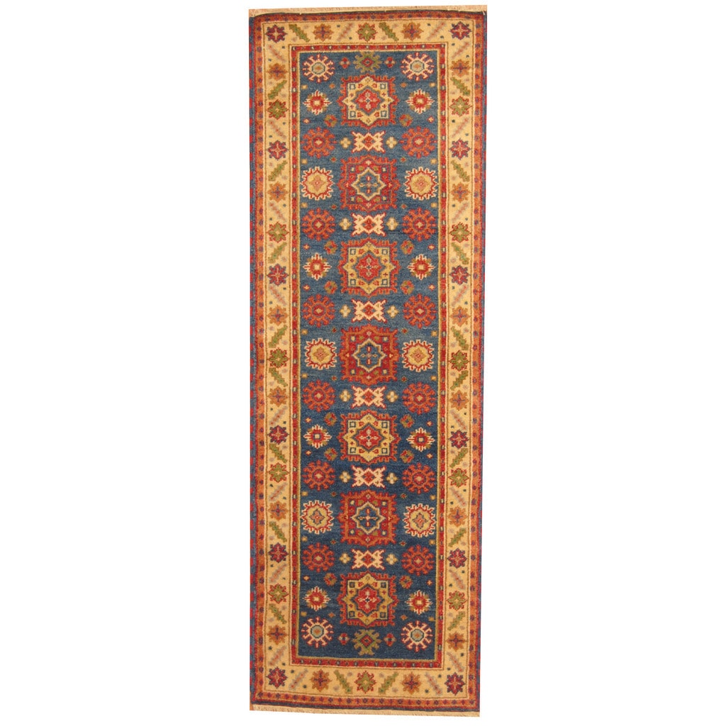 Handmade Kazak Wool Runner (India) - 2'6 x 8'