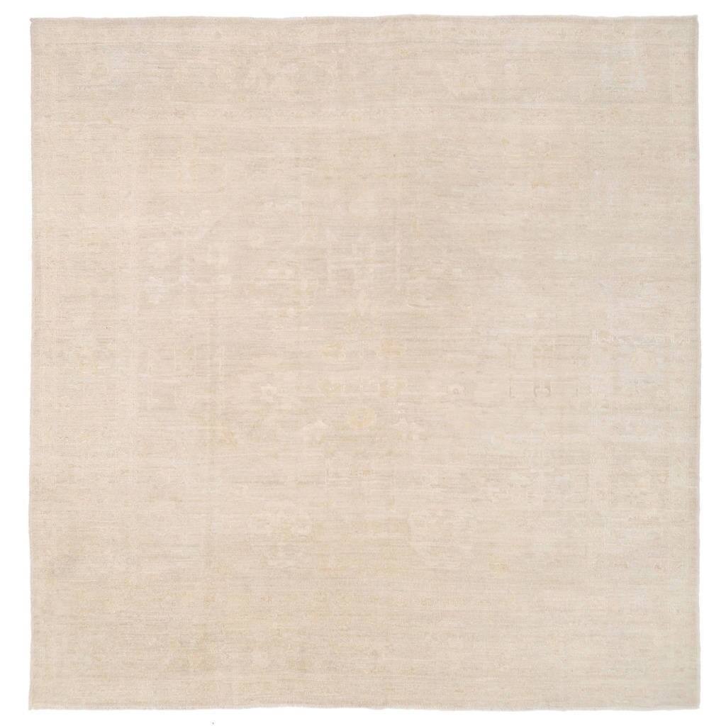 Handmade One-of-a-Kind Whitewash Vegetable Dye Oushak Wool Rug (Afghanistan) - 8' x 8'