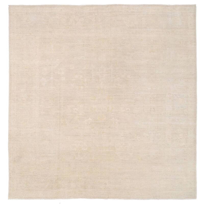 Handmade One-of-a-Kind Whitewash Vegetable Dye Oushak Wool Rug (Afghanistan) - 8' x 8'