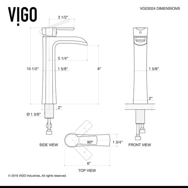 dimension image slide 0 of 2, VIGO Marigold White Vessel Bathroom Sink Set with Niko Chrome Faucet